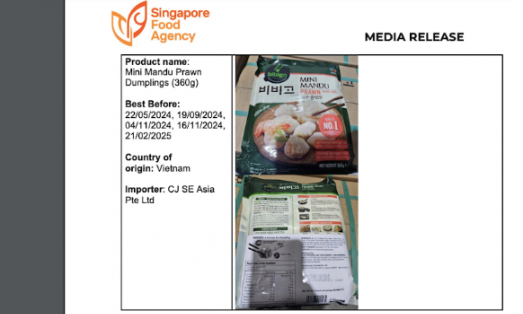 Singapore thu hồi ba loại thực phẩm có xuất xứ từ Việt Nam