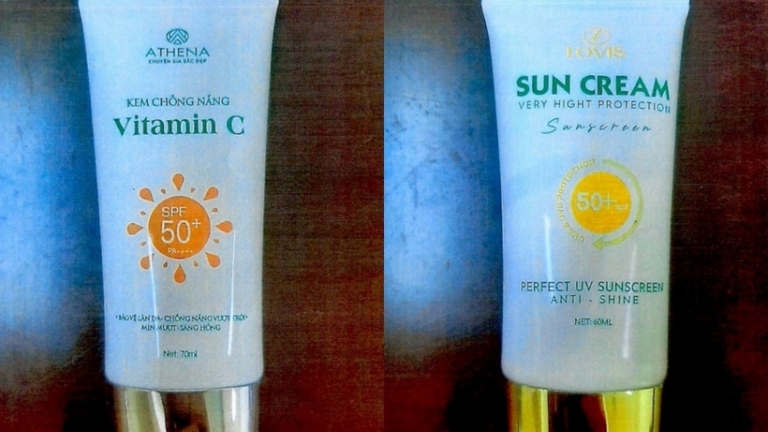 Đình chỉ 2 loại kem chống nắng được xác định là hàng giả